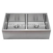 Handgemachte R10 / R15 / R19 Edelstahl-Spülbecken, Edelstahl SUS 304 Gauge 16/18 mit Single Bowl oder Double Bowl Sink